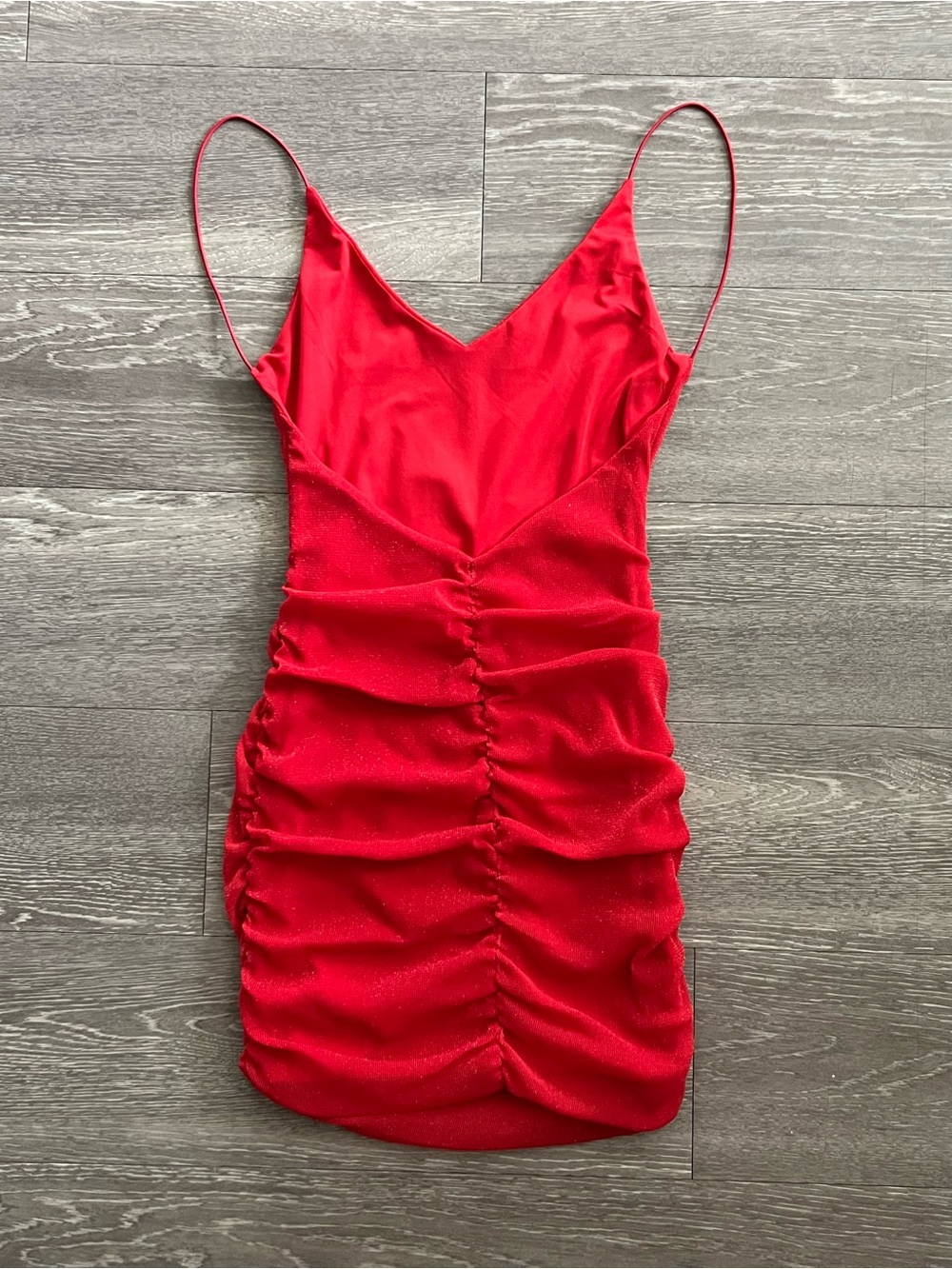 Hello Molly Red Glitter Ruched Bodycon Mini Dress Size Small US 4 Party - Picture 2 of 3